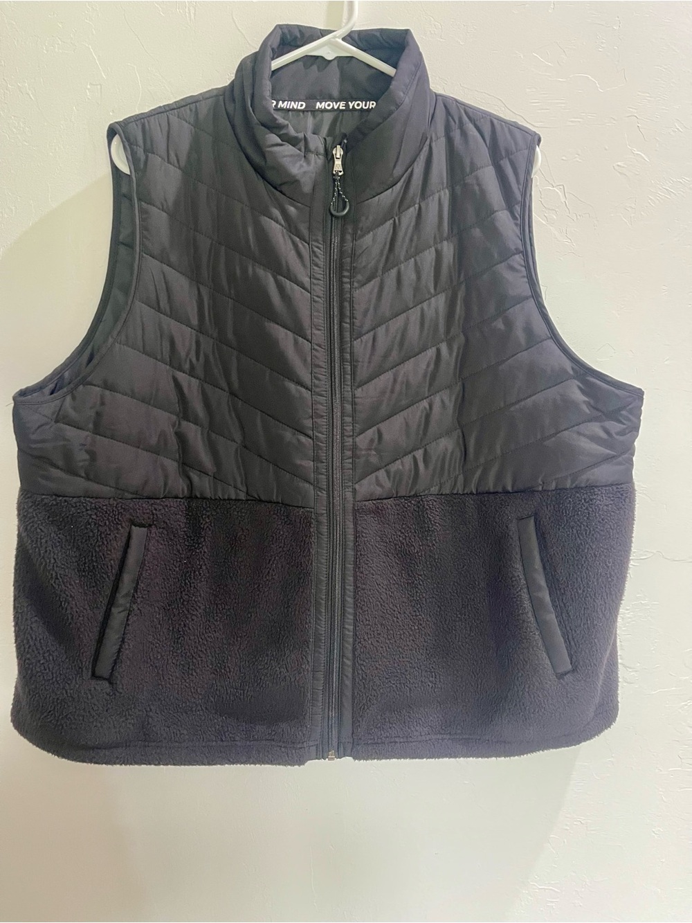 Black Quilted & Sherpa Zip Vest Size XL